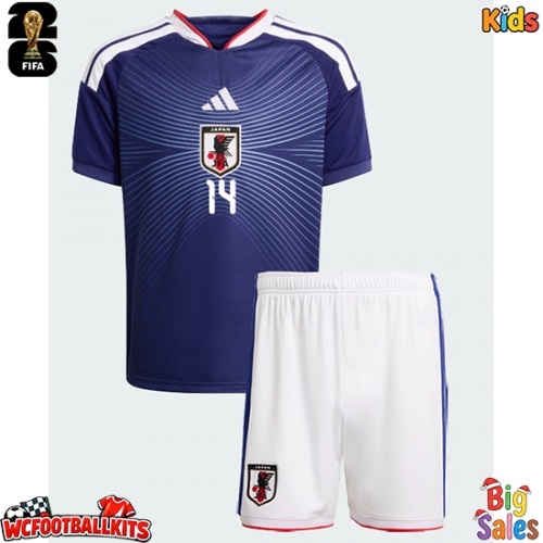 Japan Junya Ito #14 Replica Home Stadium Kit for Kids World Cup 2026 Short Sleeve (+ pants)